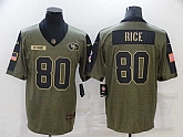 Nike 49ers 80 Jerry Rice Olive 2021 Salute To Service Limited Jersey Dzhi,baseball caps,new era cap wholesale,wholesale hats